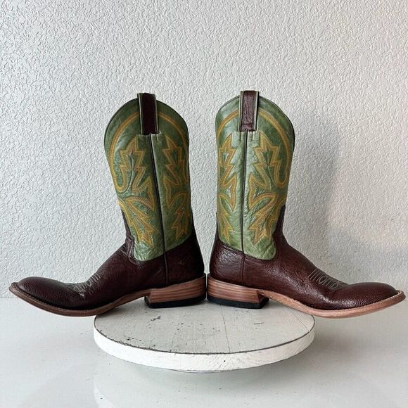 Rod Patrick Mens Cowboy Boots 11AAAA Brown Smooth Ostrich Leather Sole Round Toe - Picture 8 of 12